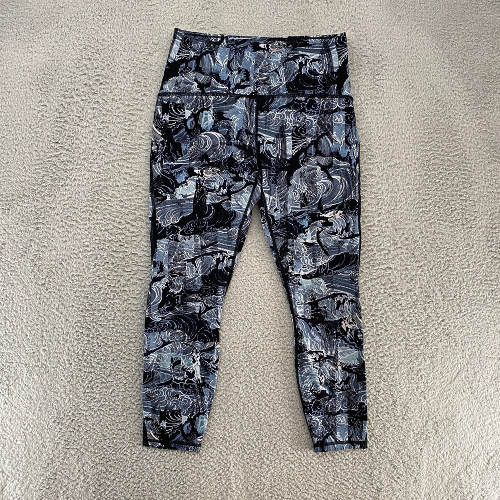 Lululemon Train Times Leggings Womens 10 Workout Gym Eternal‎ Wave 25 Inch